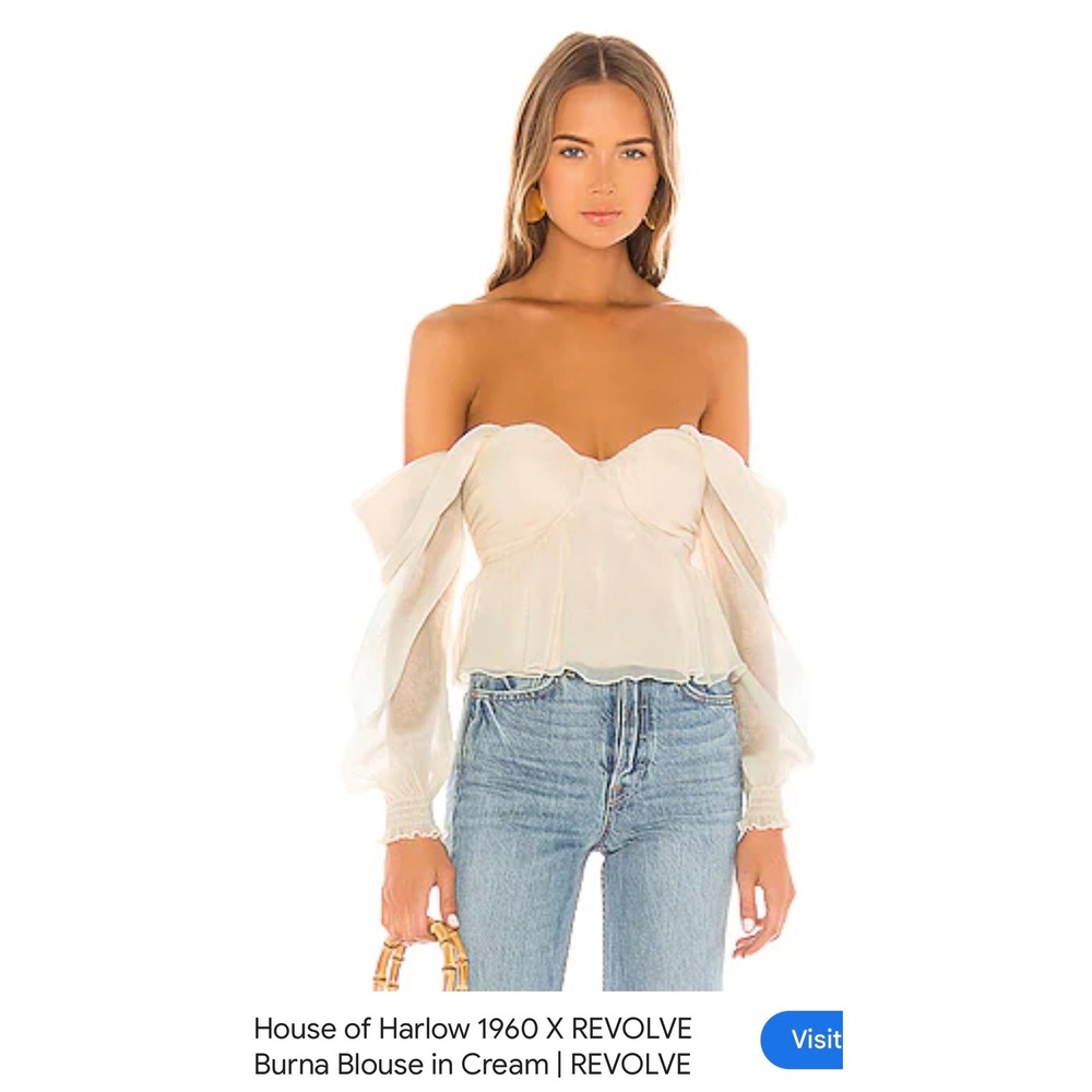 House of Harlow 1960 x REVOLVE Burna Blouse Cream Off Shoulder Bustier Top M